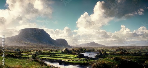 Beautiful landscape of ireland  mountains and river