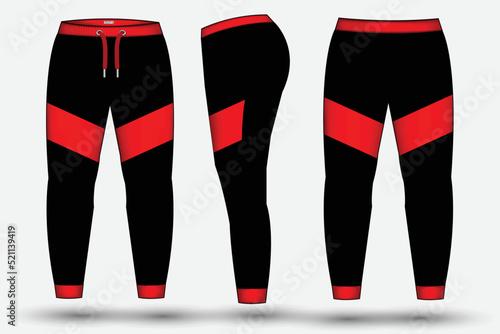 Trouser design template for technical fashion illustration and trousers pant design for Sweatpants design and mockup