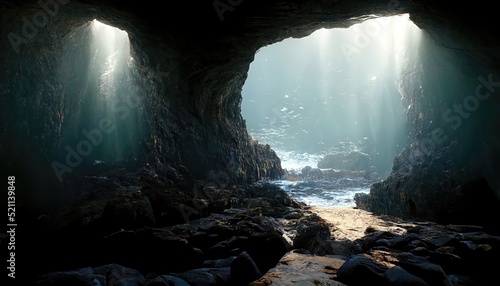 Beautiful scene of mysterious sea cave