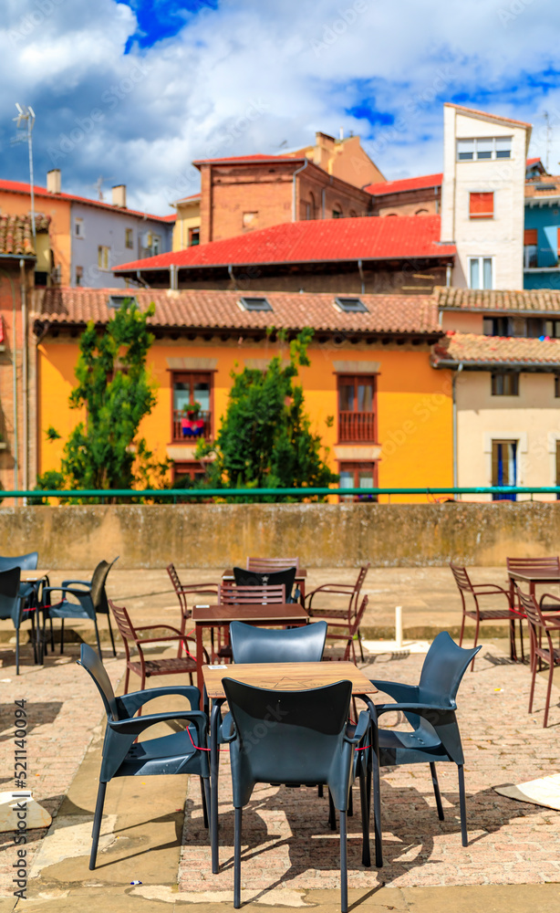 Outdoor cafe in the historic Casco Viejo, Old Town Pamplona, Spain