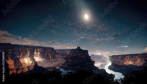 Beautiful landscape of the grand canyon under a stary sky