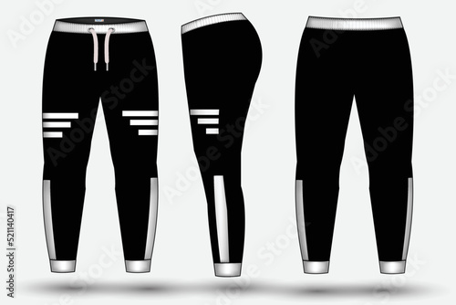 Trouser design template for technical fashion illustration and trousers pant design for Sweatpants design and mockup
