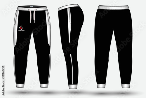 Trouser design template for technical fashion illustration and trousers pant design for Sweatpants design and mockup