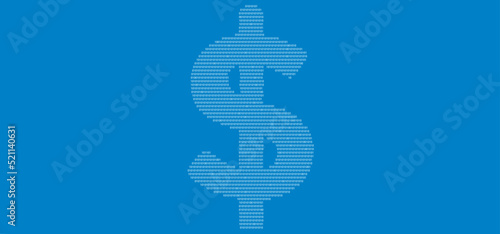 2d illustration usd Dollar binary sign