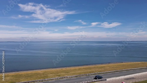 rising drone images of the eastern schelde next to the delta works in  holland zeeland photo