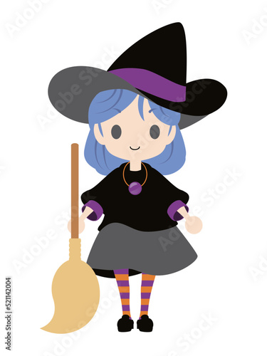 ほうきを持った魔女のイメージイラスト