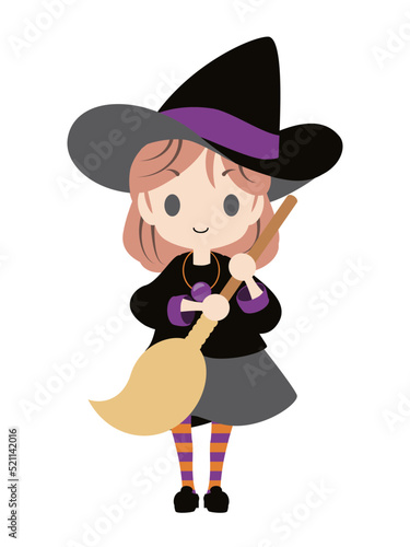 ほうきを持った魔女のイラスト
