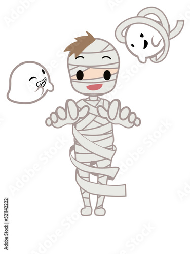 ミイラの仮装をしたイラスト