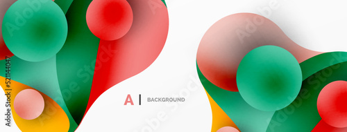 Flowing geometric shapes minimalist abstract background. Round shapes and circles. Wallpaper for concept of AI technology, blockchain, communication, 5G, science, business
