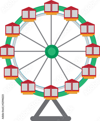 Children's entertainment playground, recreation park. Place for children's games. Funfair with ferris wheel. Amusement and carnival, carousel in park. Amusement park. flat illustration.