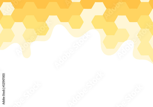Abstract beehive honey sign label with hexagon grid cells and honey drop on white background vector.