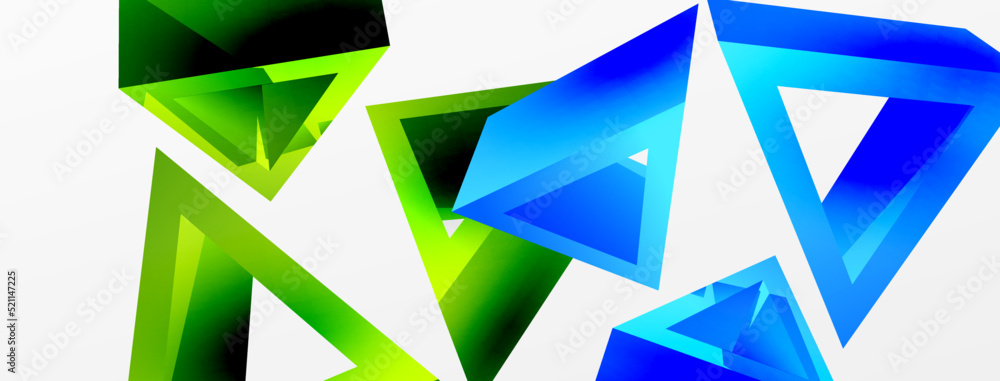 Triangle abstract background. 3d vector basic shape technology or business concept composition. Trendy techno business template for wallpaper, banner, background or landing Triangle abstract background. 3d vector basic shape technology or business concept composition. Trendy techno business template for wallpaper, banner, background or landing