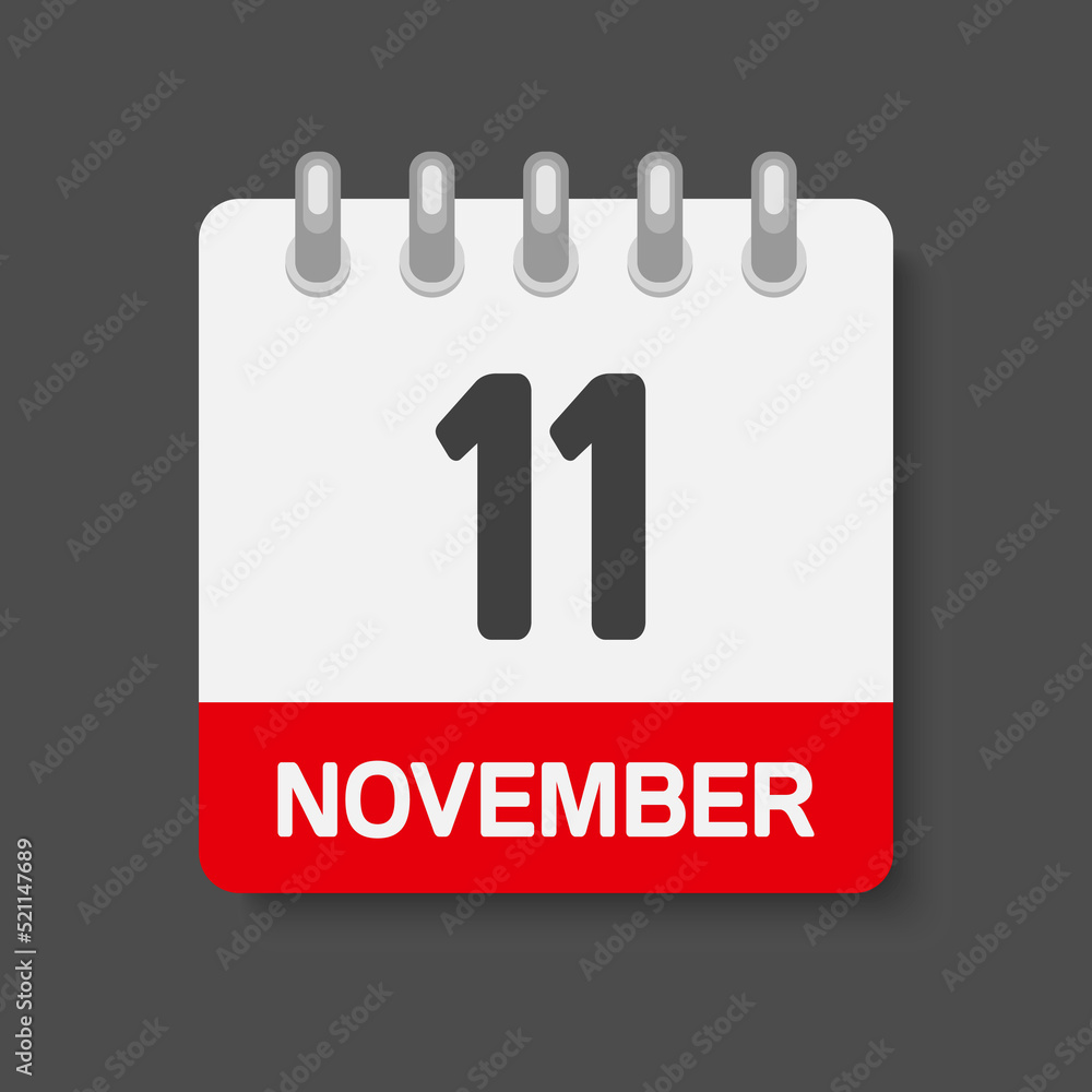 Icon day date 11 November, template calendar page Icon day date 11 November, template calendar page
