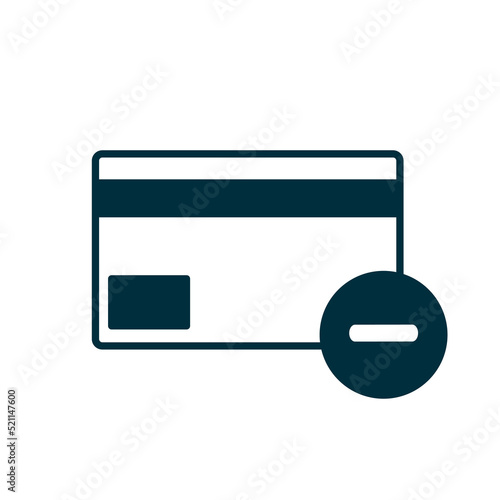 Credit card icon with cross mark sign. Blocked account. Vector on isolated white background. EPS 10