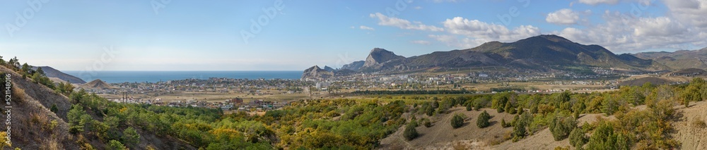 View towards Sudak from the side of Ai-Georg mountain, Crimea.