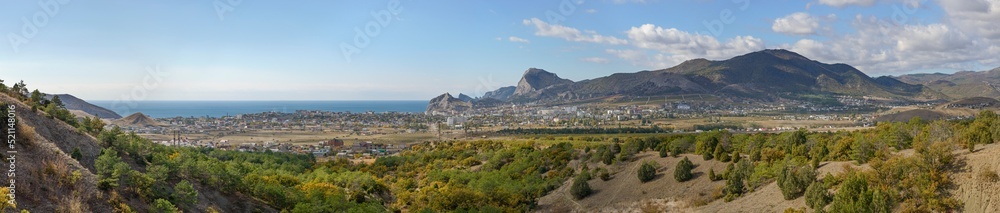 Obraz premium View towards Sudak from the side of Ai-Georg mountain, Crimea.