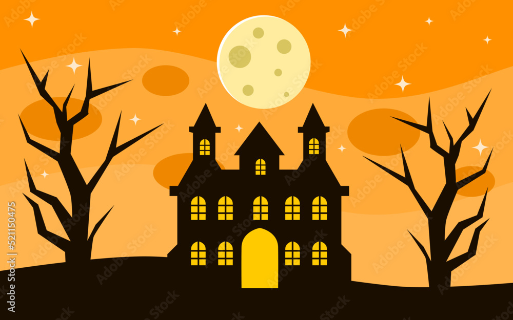 happy halloween background design with orange color for covers, banners and more