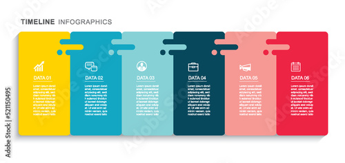 6 data infographics tab paper index template. Vector illustration abstract background.