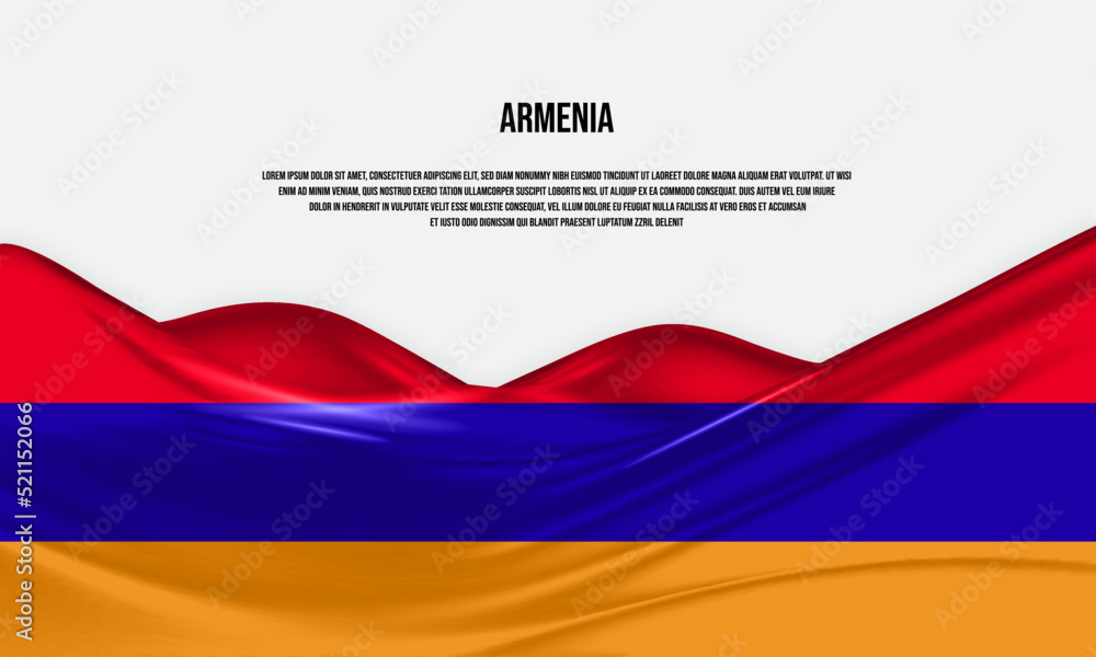 Armenia flag design. Waving Armenian flag made of satin or silk fabric. Vector Illustration. Armenia flag design. Waving Armenian flag made of satin or silk fabric. Vector Illustration.