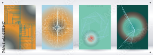 Minimal Minimal Geometric Vector Poster Design with Lines and Gradient Colorful Circles. Collection of Abstract Backgrounds for Covers, Flyers, Templates, Booklets, Cards, Brochures, Branding, etc.