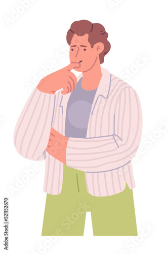 A thoughtful man. Finding a solution. Vector illustration isolated on a white