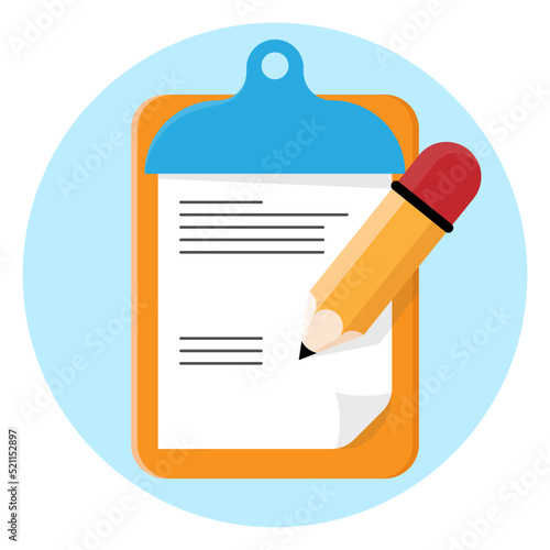 flat illustration of a clipboard and a pencil