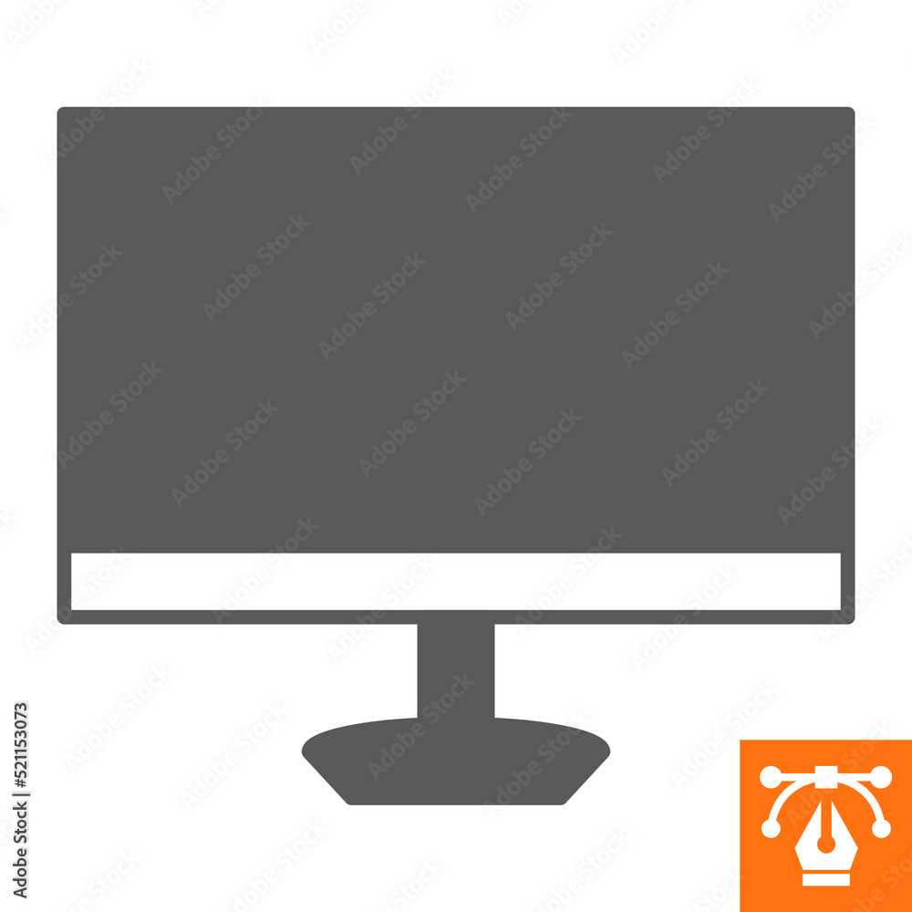 Monitor solid icon , glyph style icon for web site or mobile app, display and screen , computer vector icon, simple vector illustration, vector graphics with editable strokes.