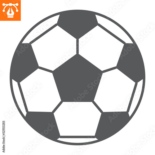 Soccer ball solid icon  glyph style icon for web site or mobile app  play and sport  football vector icon  simple vector illustration  vector graphics with editable strokes.