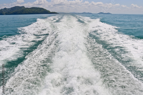 Bilde på lerret Wake. Wake caused by cruise ship in Sea.