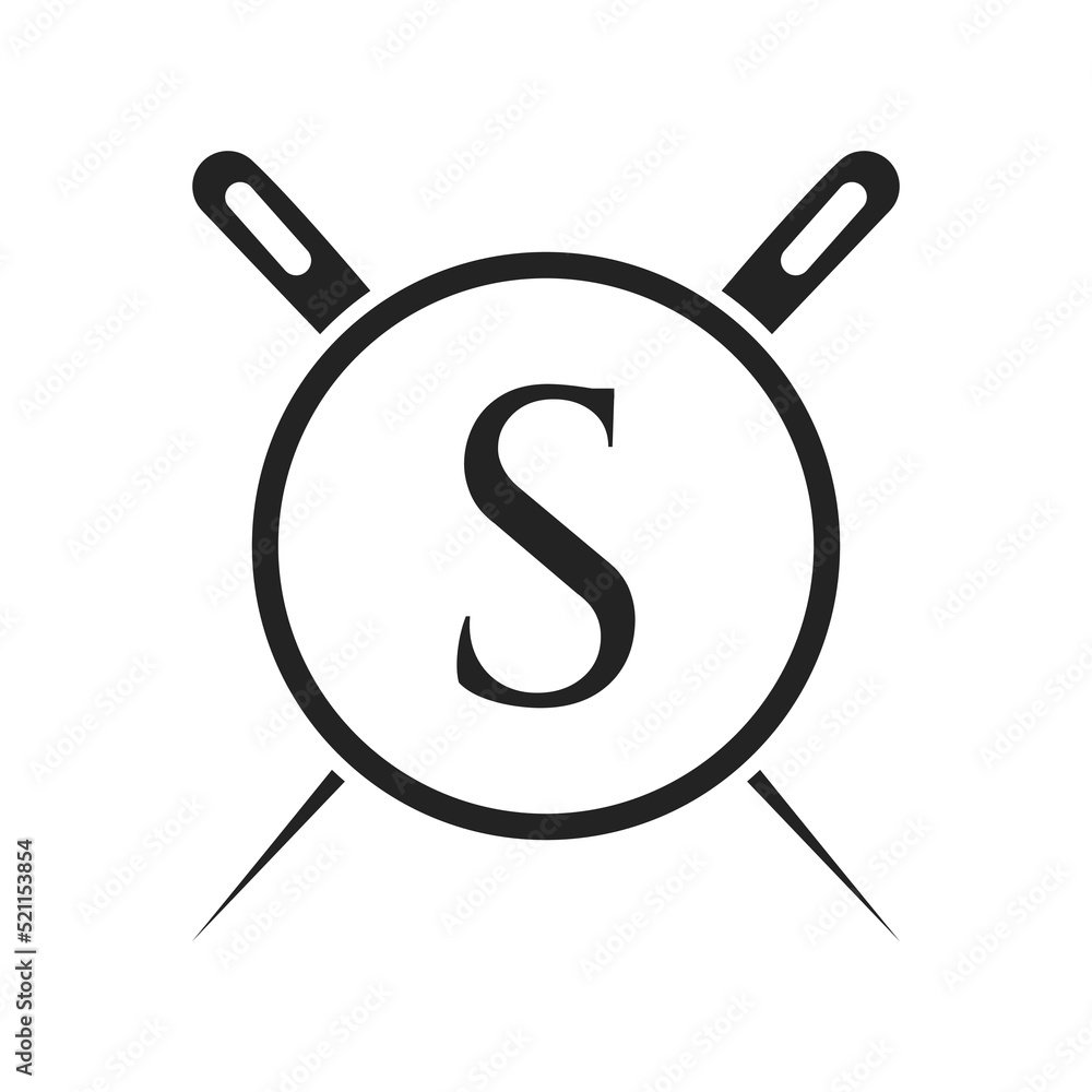 Letter S Tailor Logo, Needle and Thread Combination for Embroider