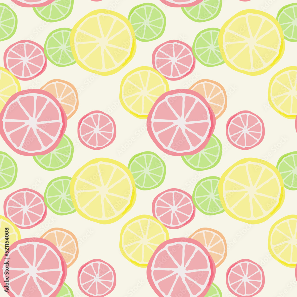 Summer seamless pattern with sliced and lemons Summer seamless pattern with sliced and lemons