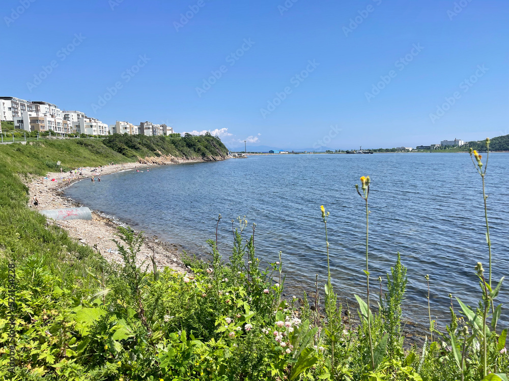 Patroclus (Patrokl) Bay in summer. Russia, Vladivostok city
