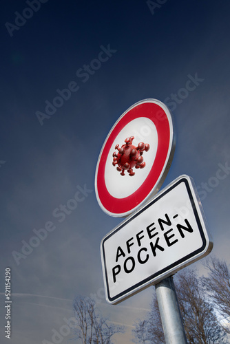 virus sign showing the german word Affenpocken, that means Monkey-Pox photo