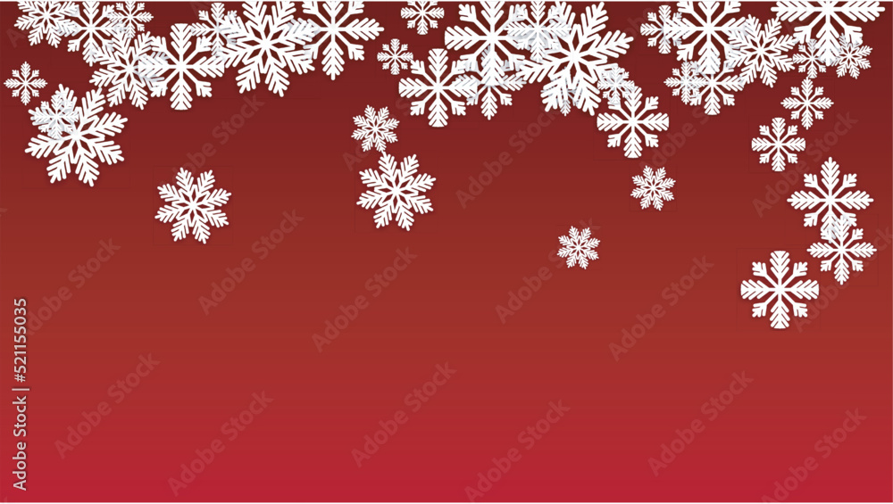Christmas Vector Background with Falling Snowflakes. Isolated on Red Background. Realistic Snow Sparkle Pattern. Snowfall Overlay Print. Winter Sky. Papercut Snowflakes. Christmas Vector Background with Falling Snowflakes. Isolated on Red Background. Realistic Snow Sparkle Pattern. Snowfall Overlay Print. Winter Sky. Papercut Snowflakes.