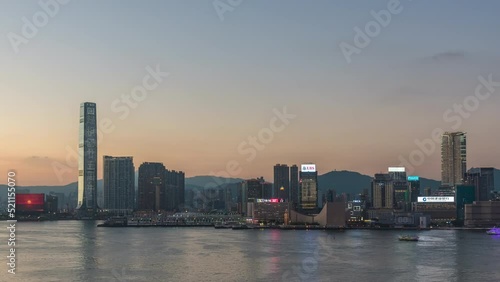 Time lapse of skyline of Hong Kong city from day to night