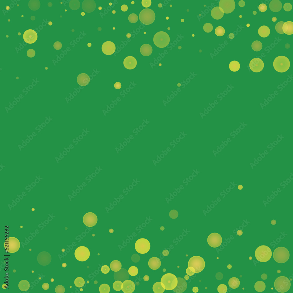 Green glitter on a green background. Explosion of confetti. Vector festive background. Summer, spring print. Abstract element of design for new year, christmass, birthday, wedding card, banner, poster