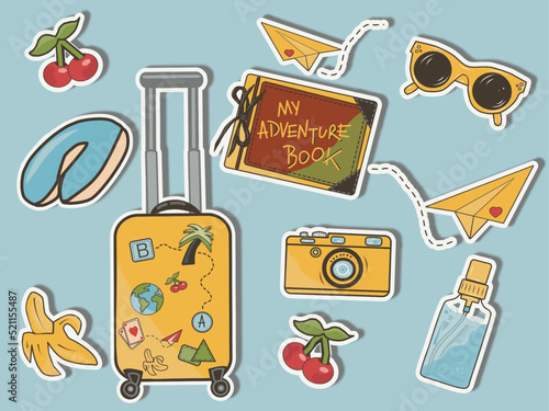 Happy vacation vector sticker set