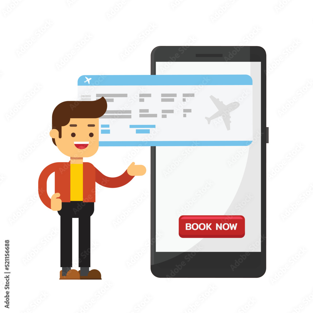 Online travel booking concept with tourist Online travel booking concept with tourist