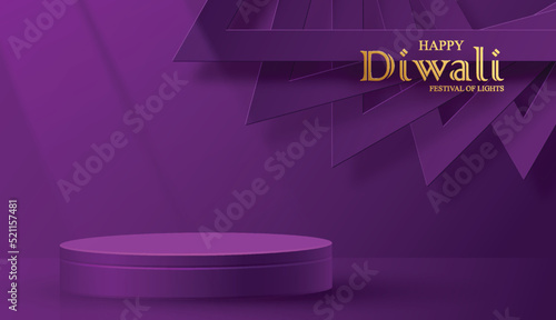 Diwali or Deepavali 3d Podium round stage style for the Indian festival of lights