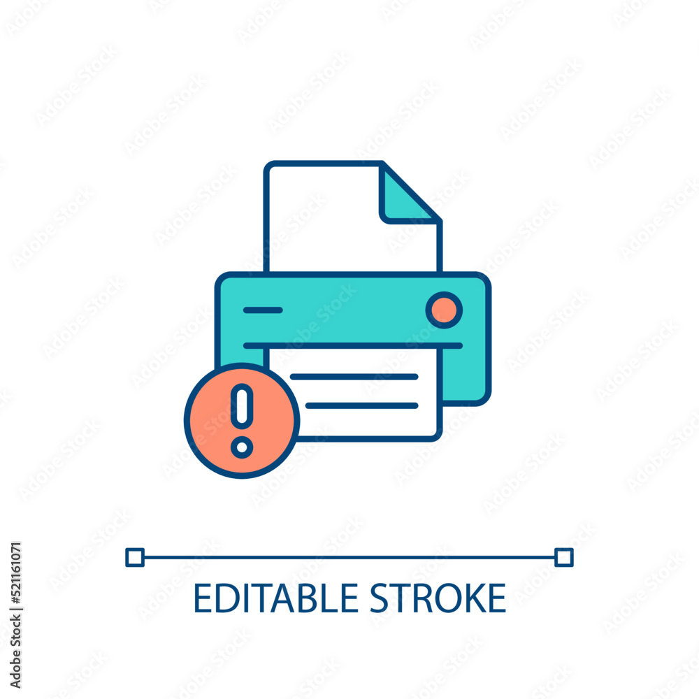 Vettoriale Stock Printing error RGB color icon. Fax and printer