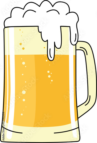 Vector glass of beer on a white background. Cheers mate. Drink beer with your friends. Good for pub menu illustration. Cold beverage on a hot day.