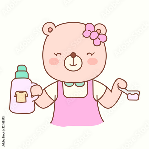 Little girl bear cleans cute colorful clothes_P2