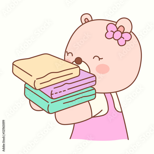 Little girl bear cleans cute colorful clothes_P8