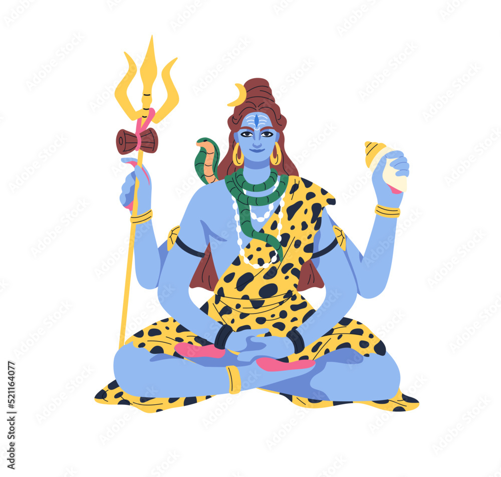 Shiva, Indian Hindu lord. Hinduism god of yoga, meditation. Shivratri