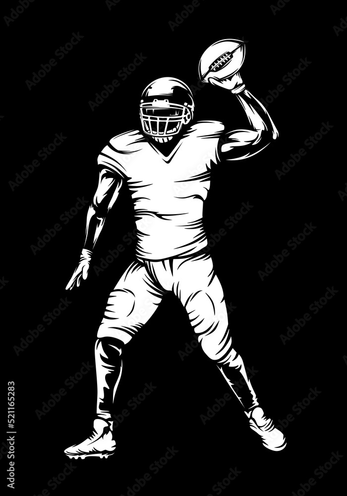 American football player. Quarterback isolated illustration. Football player vector. American football championship. Sport theme vector illustration. American football player. Quarterback isolated illustration. Football player vector. American football championship. Sport theme vector illustration.