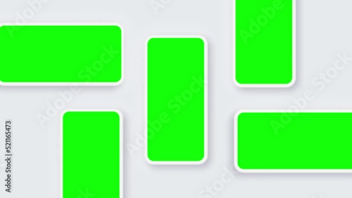 5 Phones Minimalistic Set Composition Top View