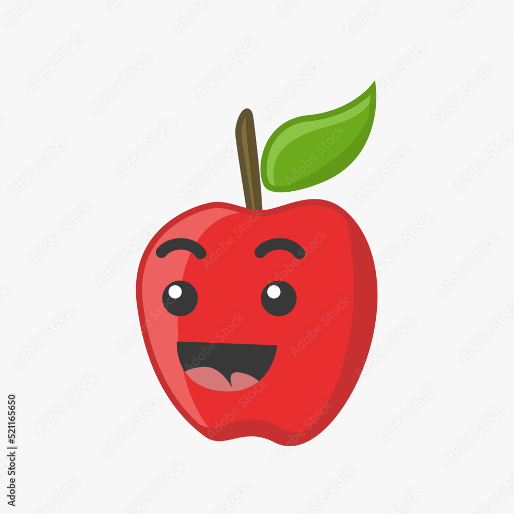 Illustration vector graphic of cute red apple with leaf Illustration vector graphic of cute red apple with leaf