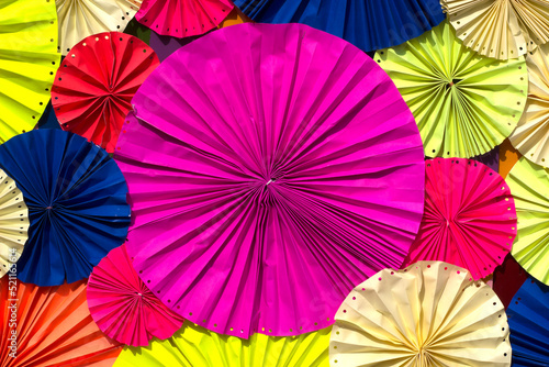 circle shape of colorful papers for Background texture. Colorful paper background. Recycled paper folding umbrella 
