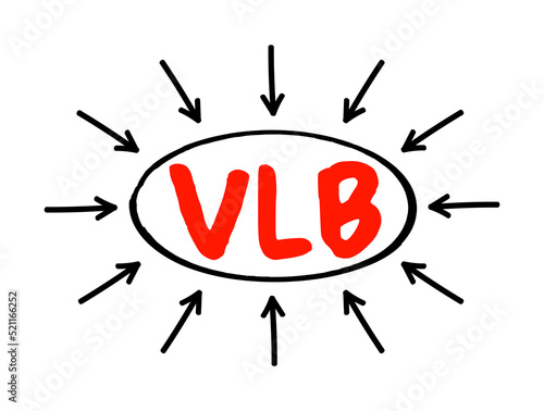 VLB - Very Large Business acronym text with arrows, business concept background