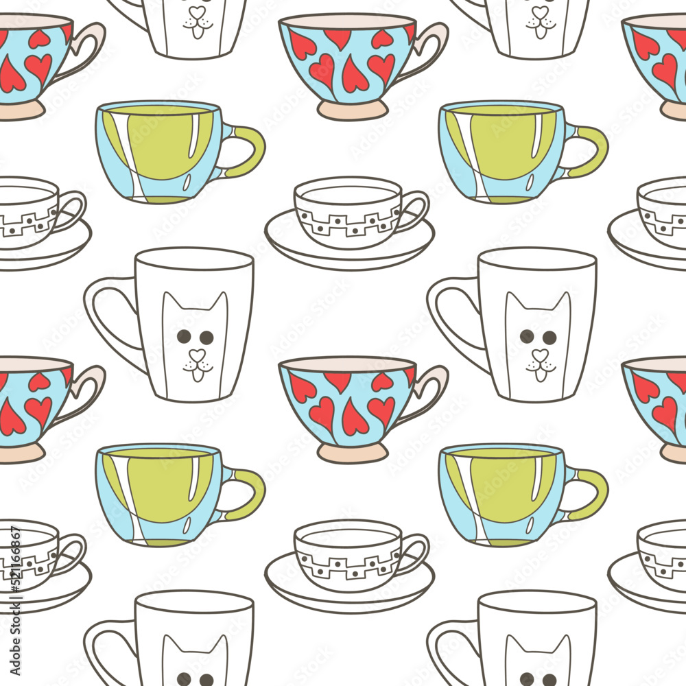 vector seamless pattern on the fun cups vector seamless pattern on the fun cups
